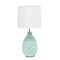 Creekwood Home Essentix 14.17" Traditional Ceramic Textured Thumbprint Tear Drop Shaped Table Desk Lamp with Tapered White Fabric Shade for Home Dcor, Bedroom, Living Room, Dining Room, Foyer, Blue